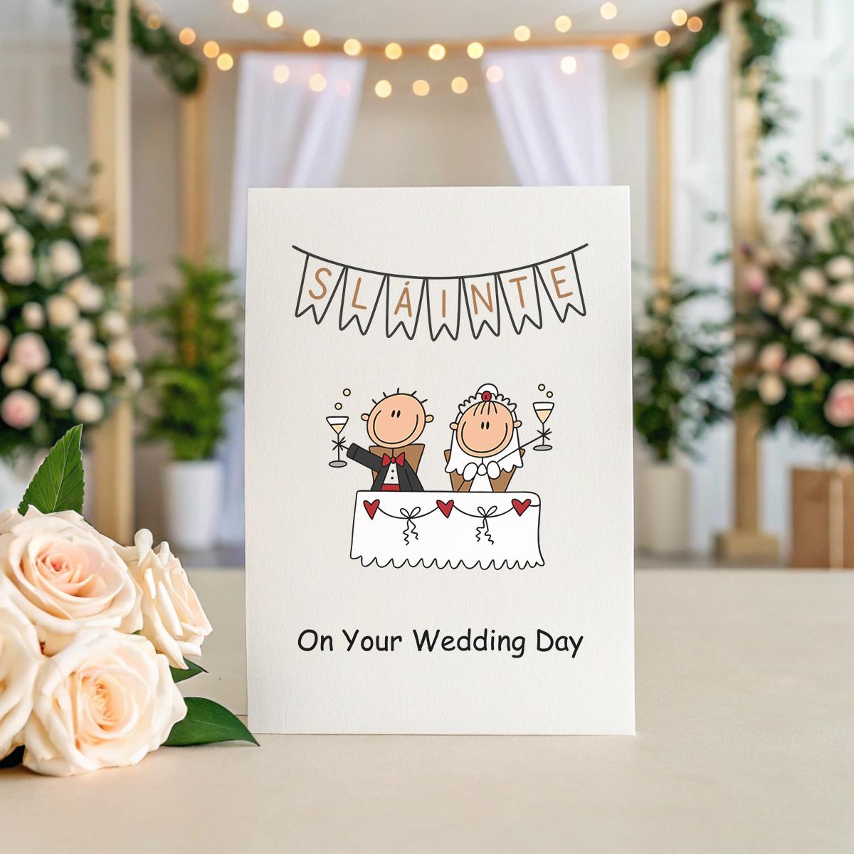 Sláinte Wedding Card – Funny Irish Wedding Card with Bride & Groom Toast – On Your Wedding Day – Personalised 5x7 Card Option