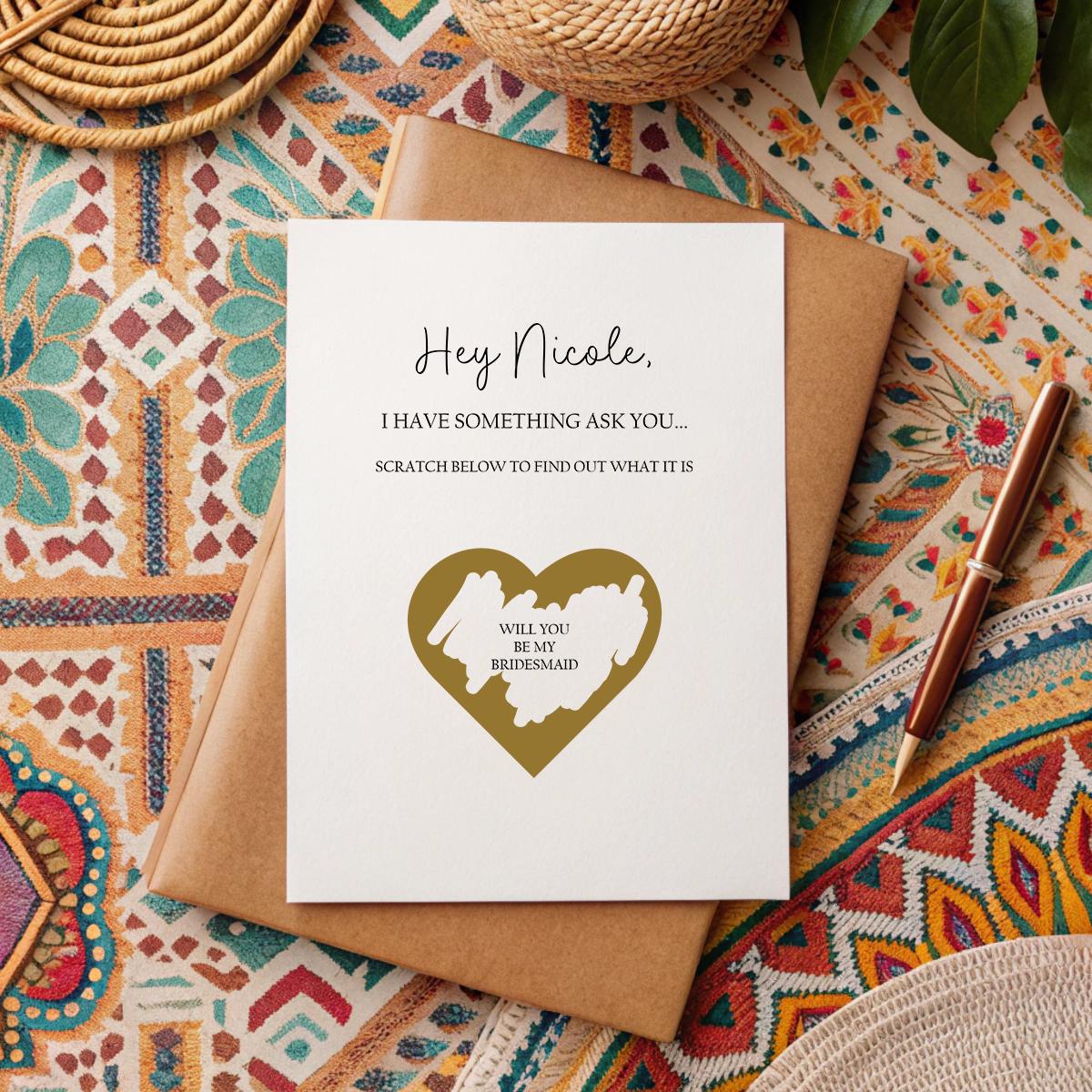 Personalised Scratch‑Off Surprise Card – Custom Name & Hidden Message – 5×7 White Hammered Card