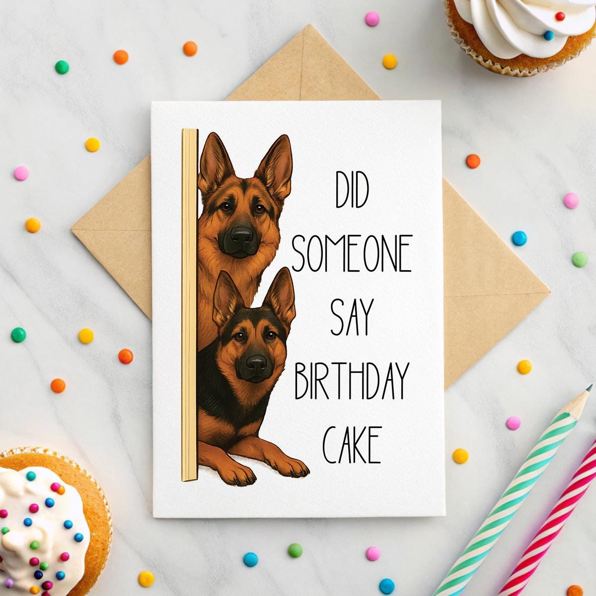 Custom Pet Birthday Card β Did Someone Say Birthday Cake? β Watercolour Style Pets, Funny Greeting from Your Dog or Cat