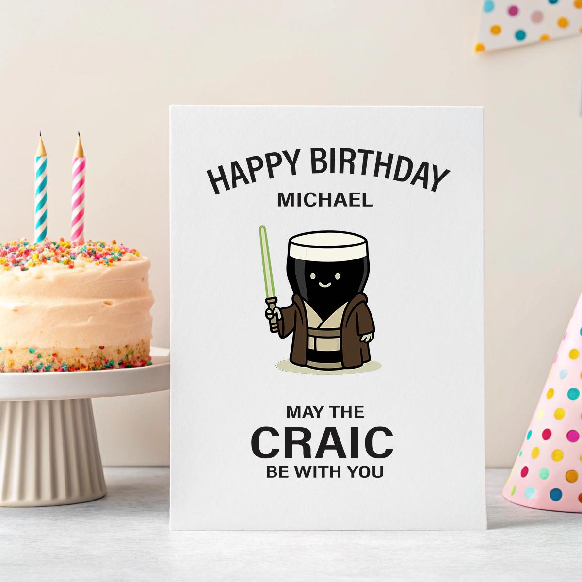 Personalised ‘May the Craic Be With You’ Pop Culture Birthday Card
