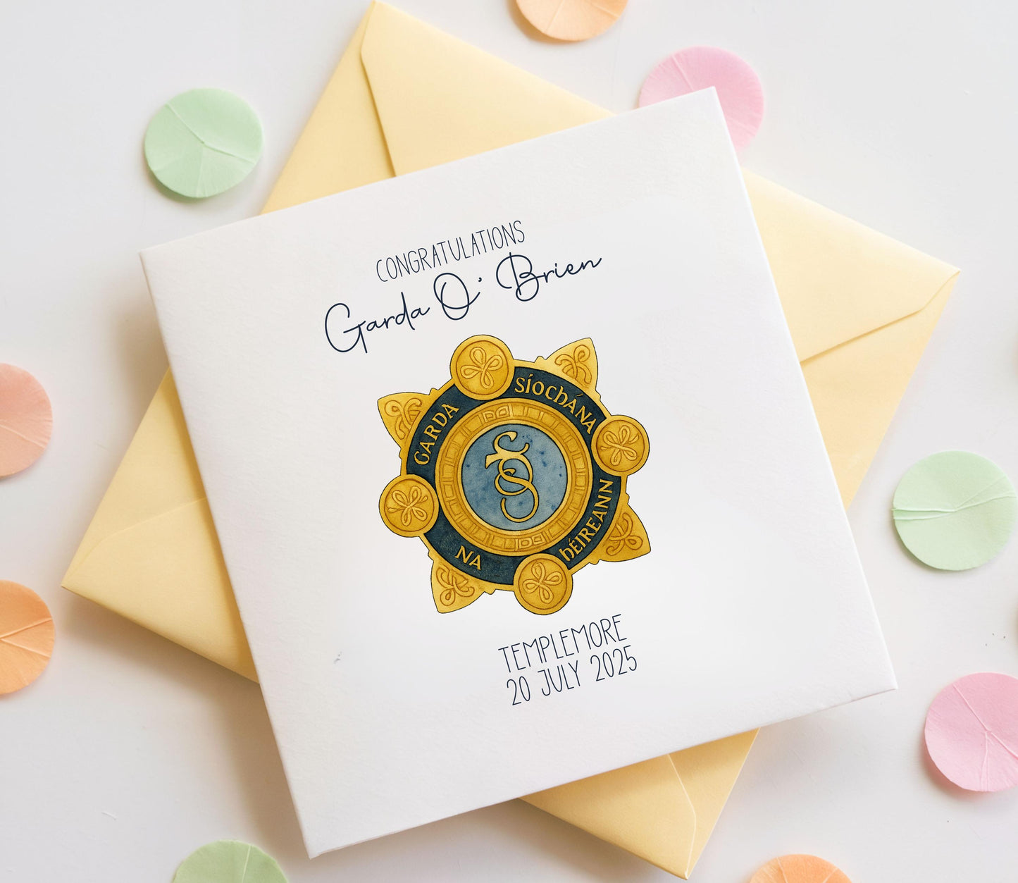 Personalised Garda Graduation Card – Gold Crest Templemore Keepsake with Name & Date