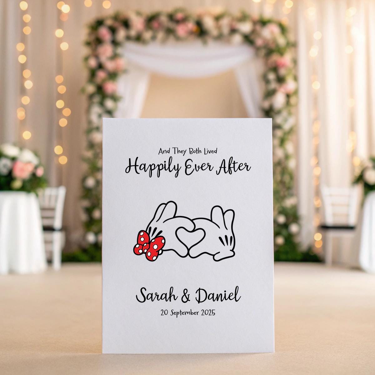 Cute Heart Hands Wedding Card – Personalised Linen Card – Romantic Gift