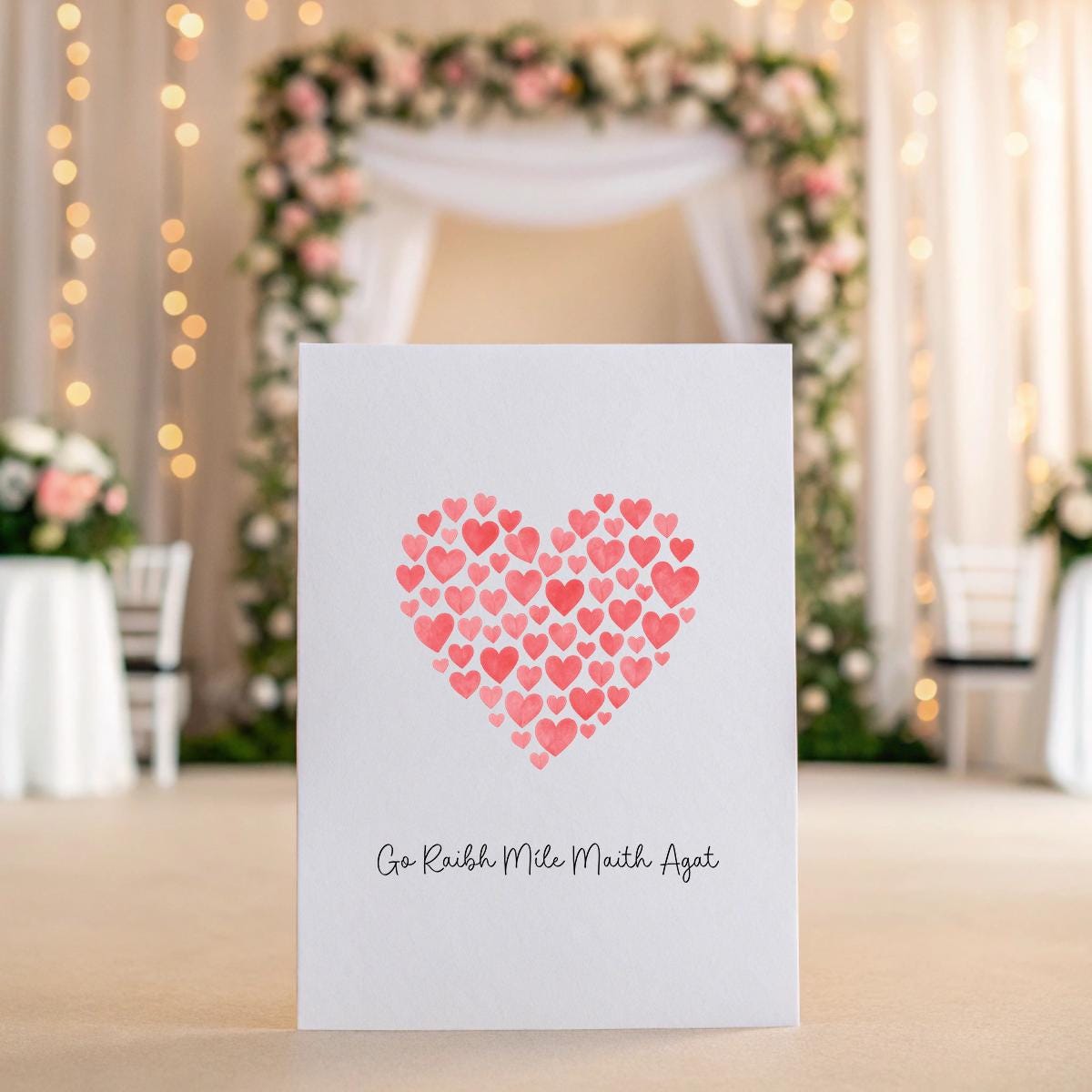 Personalised Irish ‘Go Raibh Míle Maith Agat’ Thank You Card – Pink Heart