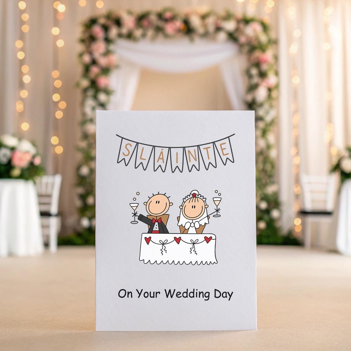 Sláinte Wedding Card – Funny Irish Wedding Card with Bride & Groom Toast – On Your Wedding Day – Personalised 5x7 Card Option