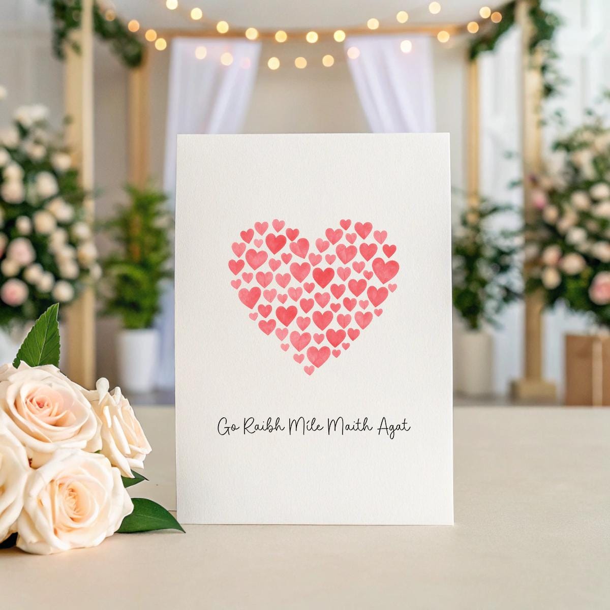 Personalised Irish ‘Go Raibh Míle Maith Agat’ Thank You Card – Pink Heart