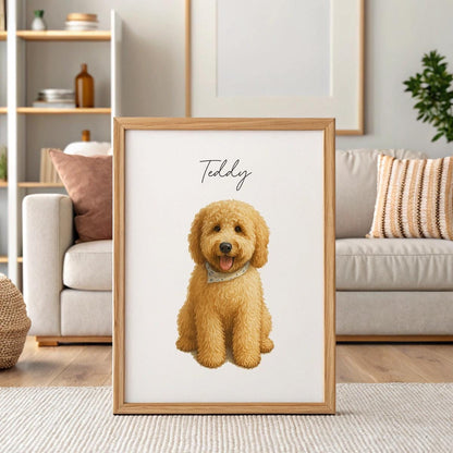 Custom Pet Portrait Print – Watercolour Style from Your Photo, Personalised with Pet's Name, A4 or A3, Digital or Printed