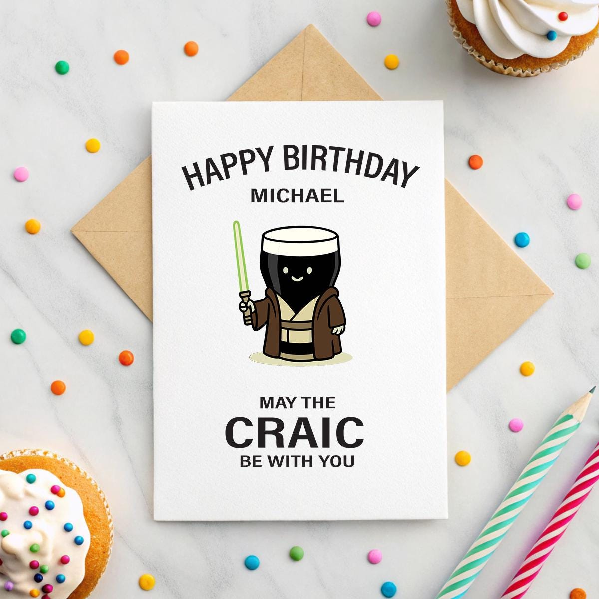Personalised ‘May the Craic Be With You’ Pop Culture Birthday Card