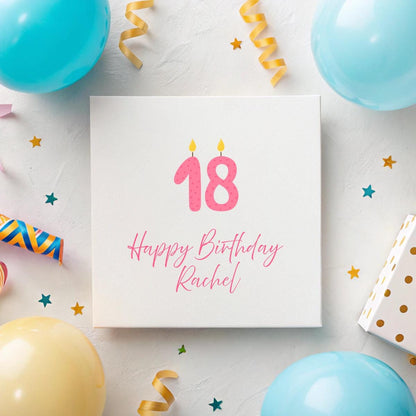 Personalised Birthday Card – Custom Age & Name – Candle Number Design – 6x6" Hammered Card