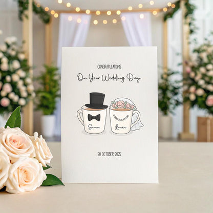 Personalised Wedding Card – Bride & Groom, Bride & Bride or Groom & Groom, Names & Date