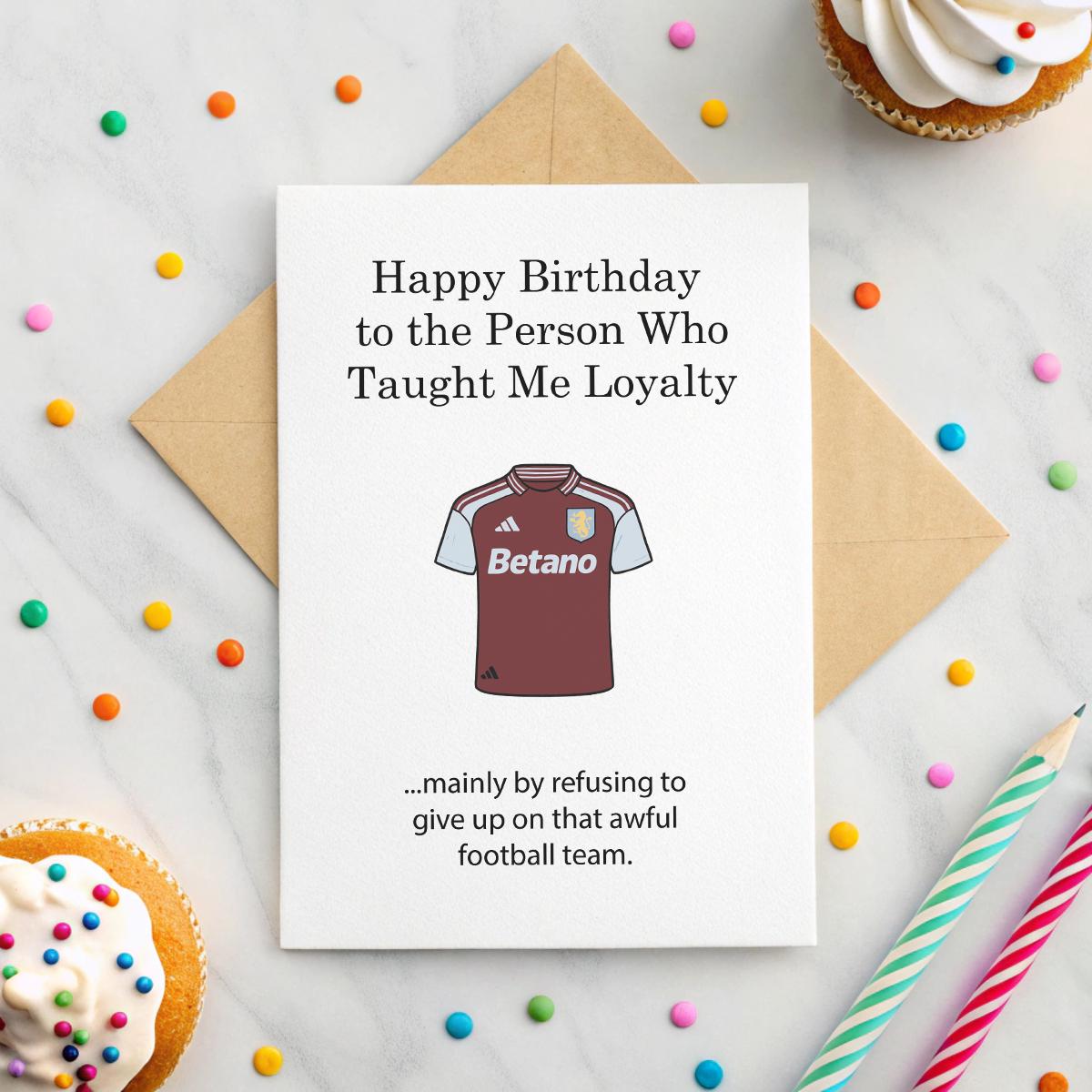 Personalised Funny Football Birthday Card – Custom Team Shirt, Loyal Fan Joke & Inside Message