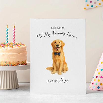 Personalised Pet Birthday Card – Watercolour Portrait from Dog or Cat, Custom Name & Funny Greeting