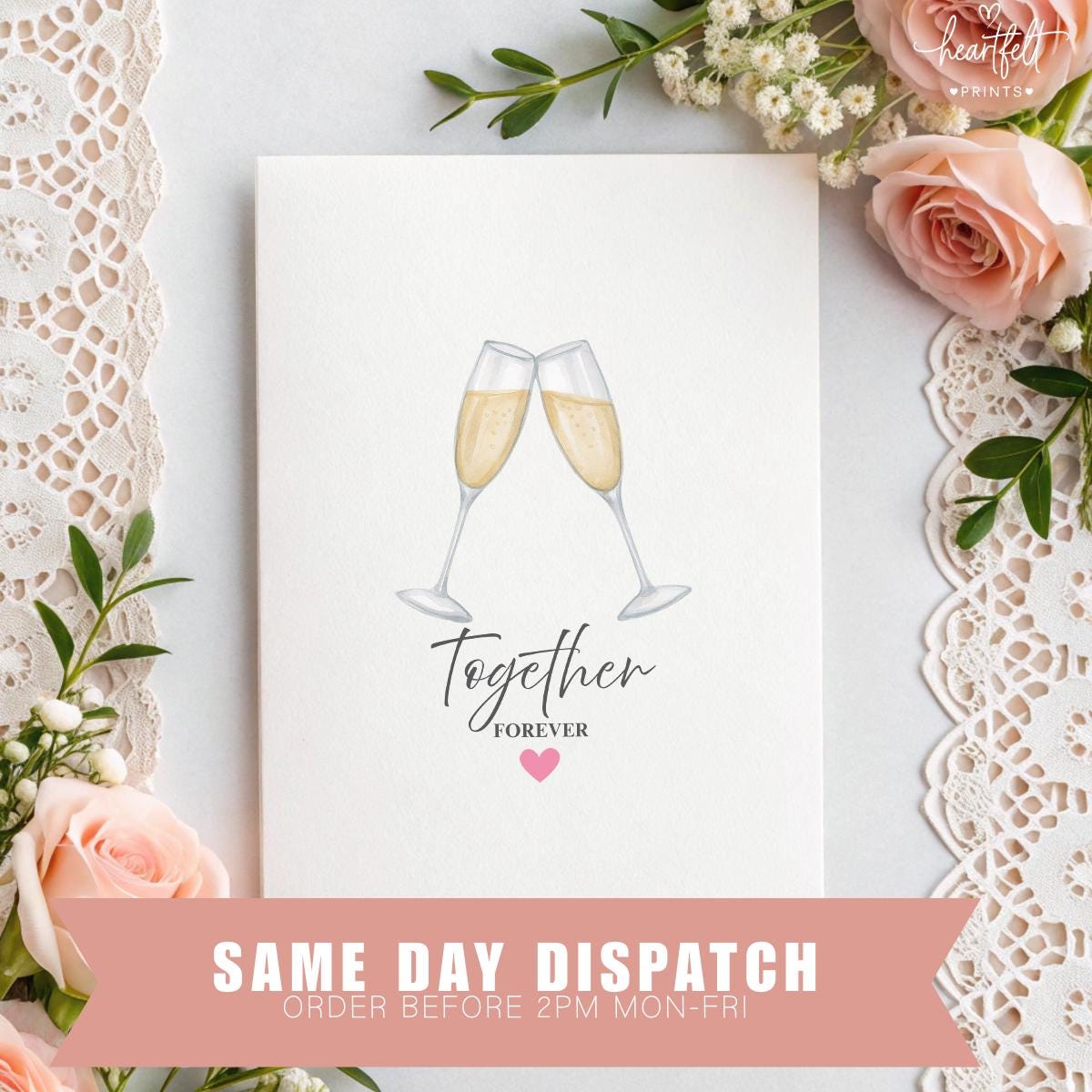 Personalised A5 Linen Wedding Card – Elegant ‘Together Forever’ Irish Keepsake for Bride & Groom