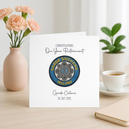 Personalised Garda Síochána Retirement Card – Custom Name & Date Keepsake