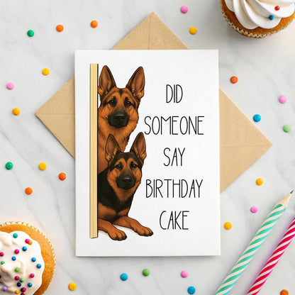Personalised Pet Birthday Card – ‘Did Someone Say Birthday Cake?’ Watercolour Pets & Funny Greeting