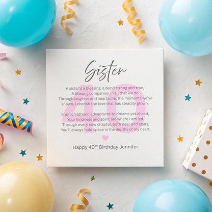 Personalised Sister Birthday Card – Custom Name & Age – 6x6" Hammered White Matte Card