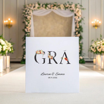 Personalised Irish Wedding Card – Grá Design, Names & Date, 6×6” Textured Keepsake