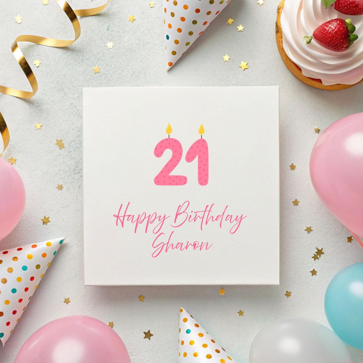 Personalised Birthday Card – Custom Age & Name – Candle Number Design – 6x6" Hammered Card