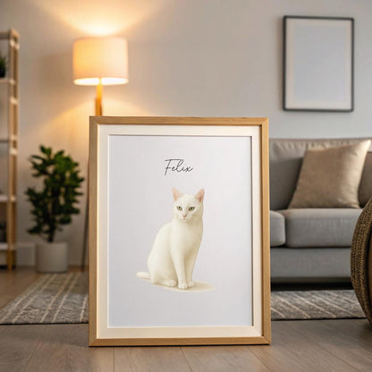 Custom Pet Portrait Print – Watercolour Style from Your Photo, Personalised with Pet's Name, A4 or A3, Digital or Printed