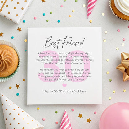 Personalised Best Friend Birthday Card – Custom Name & Age – 6x6" Hammered White Matte Card