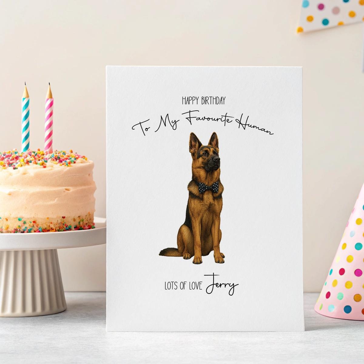 Personalised Pet Birthday Card – Watercolour Portrait from Dog or Cat, Custom Name & Funny Greeting