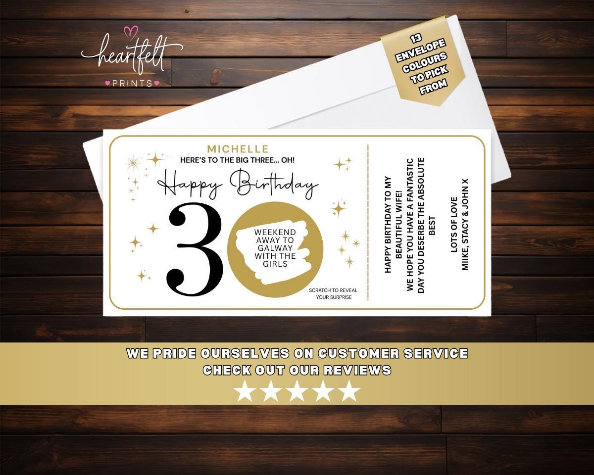 Personalised Milestone Birthday Scratch-Off Card | 30th, 40th, 50th, 60th, 70th, 80th | Custom Surprise Gift Reveal | Birthday Gift Voucher