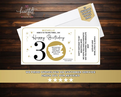 Personalised Milestone Birthday Scratch-Off Card | 30th, 40th, 50th, 60th, 70th, 80th | Custom Surprise Gift Reveal | Birthday Gift Voucher