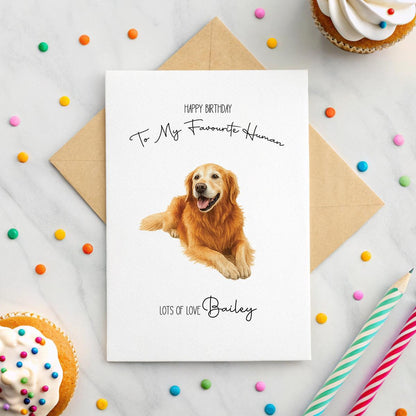 Personalised Pet Birthday Card – Watercolour Portrait from Dog or Cat, Custom Name & Funny Greeting