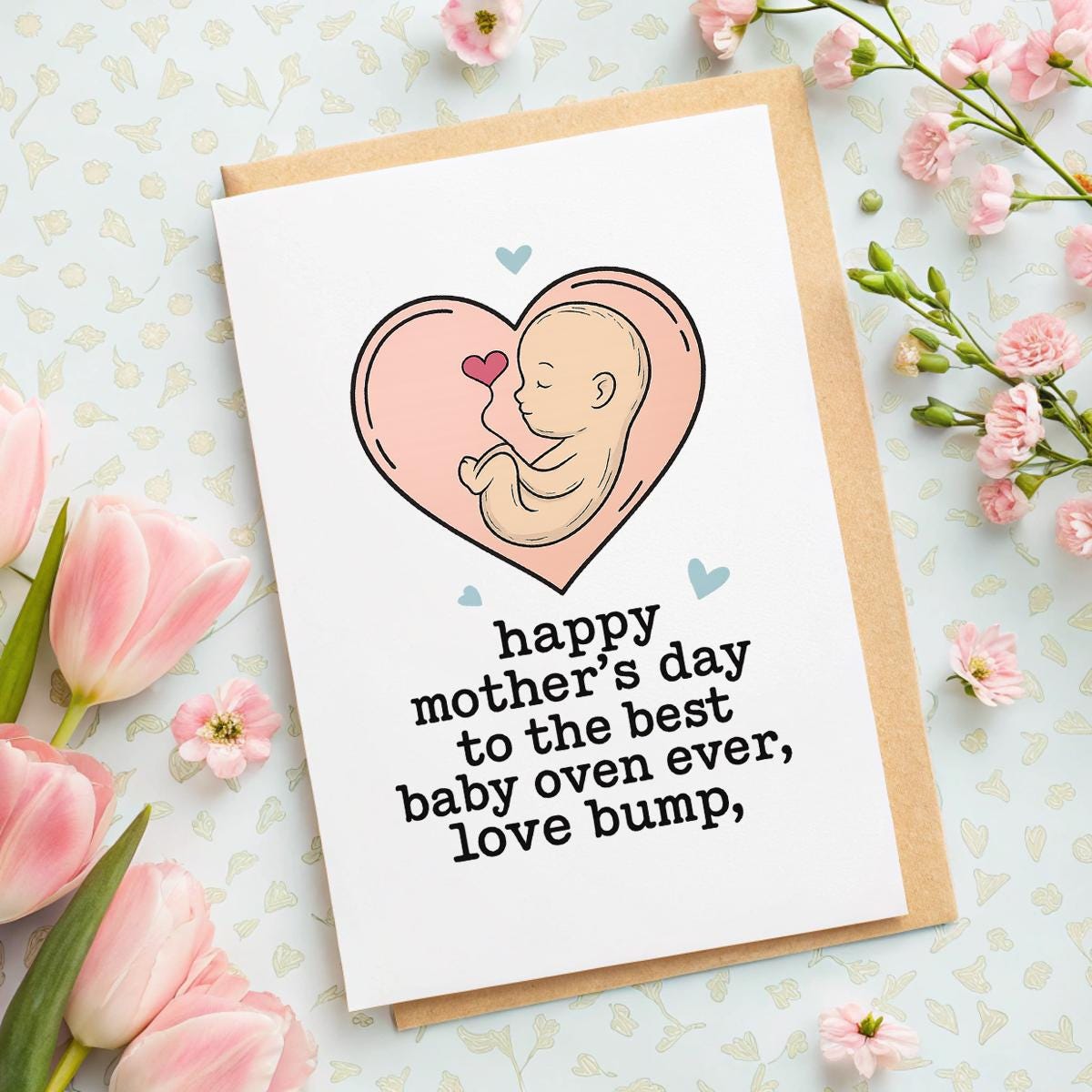 Funny Mother’s Day Card from Bump | Baby Oven Card | Mum to Be Card | Pregnancy Card | Expecting Mum Gift | A5 Linen Card | Cute & Funny