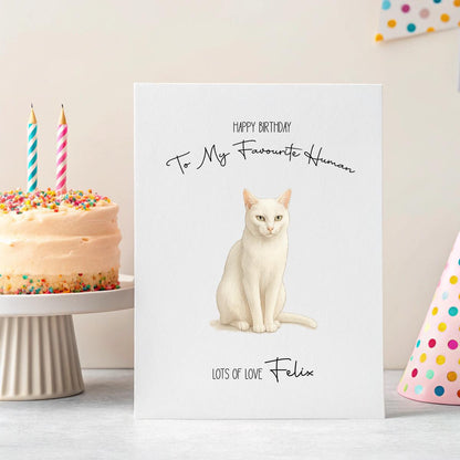 Personalised Pet Birthday Card – Watercolour Portrait from Dog or Cat, Custom Name & Funny Greeting