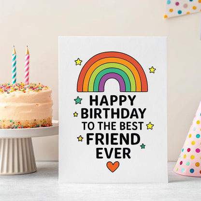 Personalised Rainbow Best Friend Birthday Card – Custom Friendship Keepsake