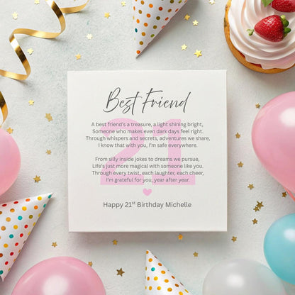 Personalised Best Friend Birthday Card – Custom Name & Age – 6x6" Hammered White Matte Card