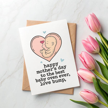 Personalised ‘From Bump’ Mother’s Day Card – Funny Pregnancy A5 Linen Keepsake