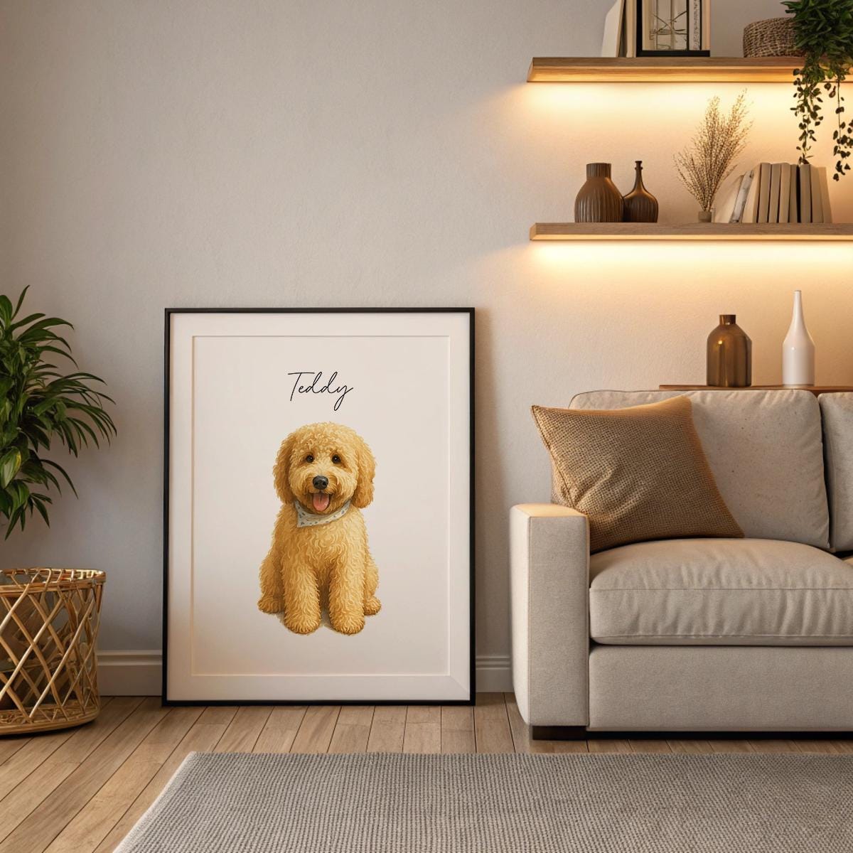 Custom Pet Portrait Print – Watercolour Style from Your Photo, Personalised with Pet's Name, A4 or A3, Digital or Printed