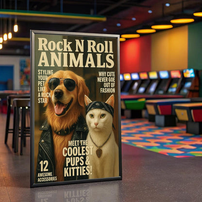 Custom Pet Rock & Roll Magazine Cover – Funny Rockstar Poster with Your Pet’s Photo, Personalised Rock Mag Style Print
