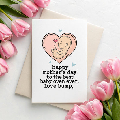 Personalised ‘From Bump’ Mother’s Day Card – Funny Pregnancy A5 Linen Keepsake