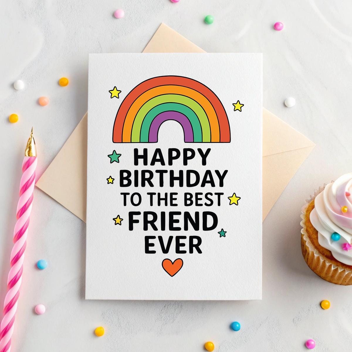 Personalised Rainbow Best Friend Birthday Card – Custom Friendship Keepsake