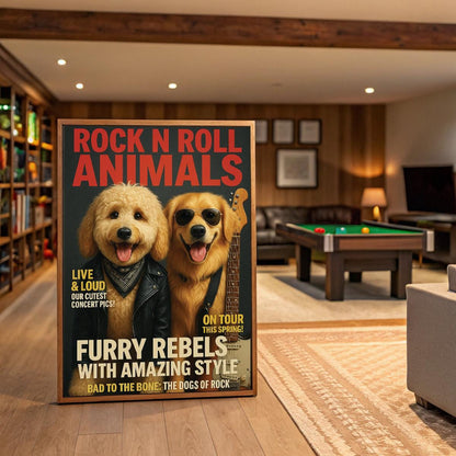 Custom Pet Rock & Roll Magazine Cover – Funny Rockstar Poster with Your Pet’s Photo, Personalised Rock Mag Style Print
