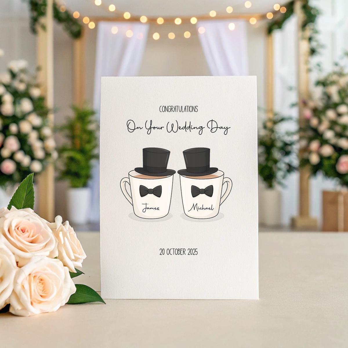 Personalised Wedding Card – Bride & Groom, Bride & Bride or Groom & Groom, Names & Date