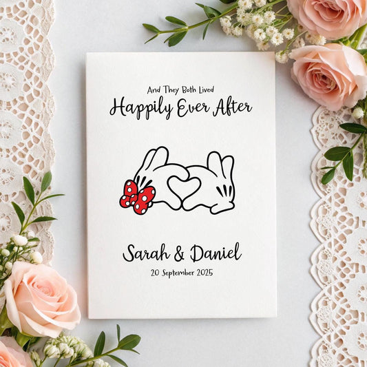 Cute Heart Hands Wedding Card – Personalised Linen Card – Romantic Gift