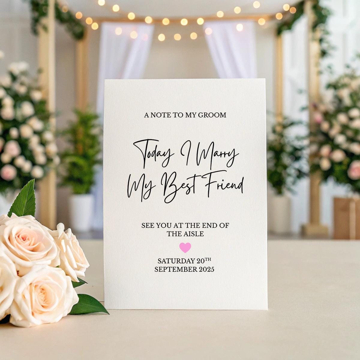 Personalised Wedding Day Card – ‘Today I Marry My Best Friend’ Keepsake for Bride or Groom