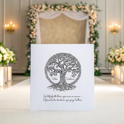 Personalised Irish Wedding Card – Celtic Tree of Life with Gaelic Blessing, Custom Names