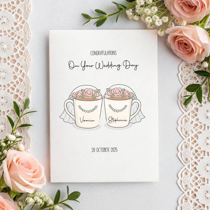 Personalised Wedding Card – Bride & Groom, Bride & Bride or Groom & Groom, Names & Date