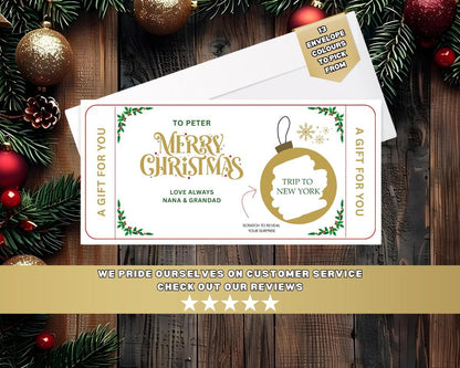 Personalised Christmas Scratch-Off Ticket – Fun Gift Reveal Card – 300gsm Gloss with Envelope Choice